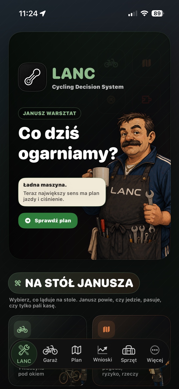 LANC 2.0 Janusz Workshop home screen