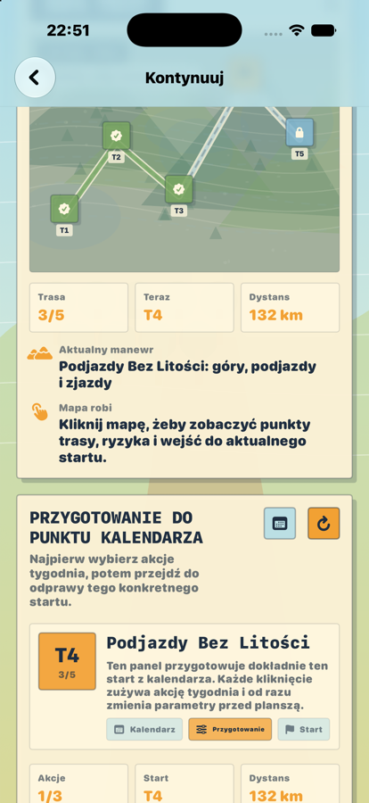 Mapa przygotowania do kolejnego dnia