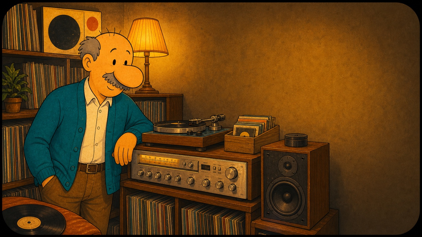 Ilustracja sprzętu audio w stylu aplikacji