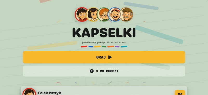 Szeroki podglad kolorowego menu gry Kapselki.