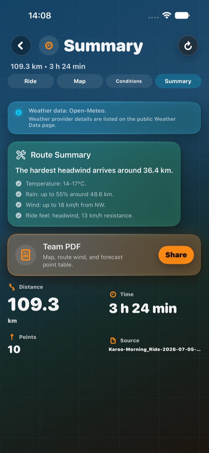 Ride summary and PDF report
